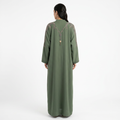 Olive Green Silver Willow Shoulder Pendant Abaya