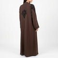 Dark Brown Black Copper Floral Bouquet Shoulder Abaya