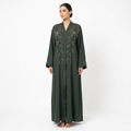 Emerald Green Gold Starburst Leaf Abaya