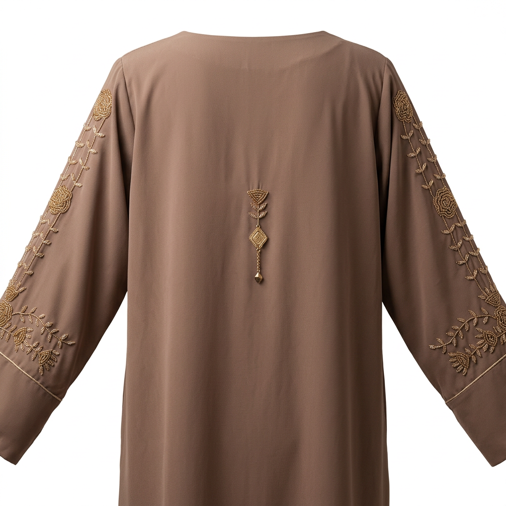 Mocha Brown Gold Rose Abaya