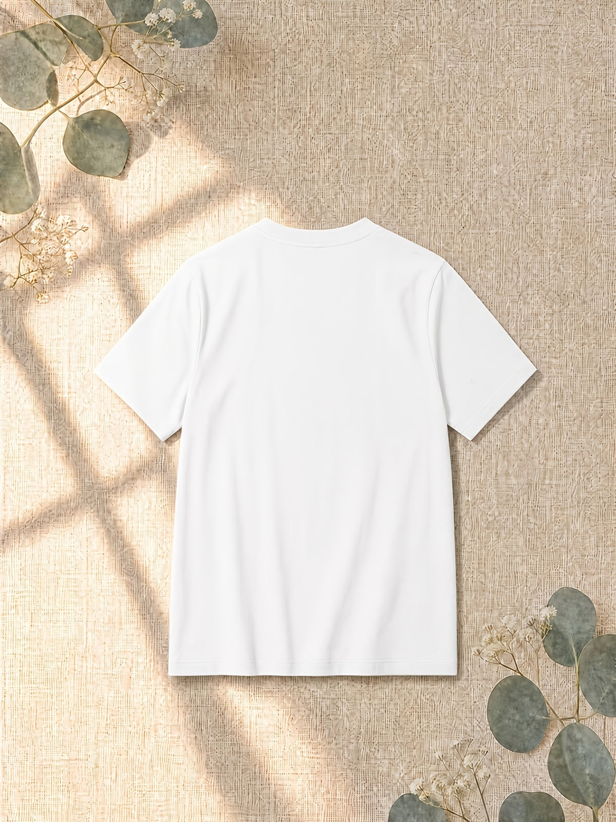 New Summer Casual Crew Neck Deconstructed Patchwork Short Sleeve Fitness T-Shirt with Cuffed Sleeves - White