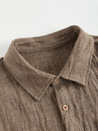 Autumn/Winter Fashion Casual Men's Shirt, Simple Style with Lapel and Button-Front Design, Layering-Friendly, Loose Fit Suitable for Daily Work Wear, Outdoor Shopping, and Vacation Outings, Can Be Given as a Men's Gift - 【Brown】