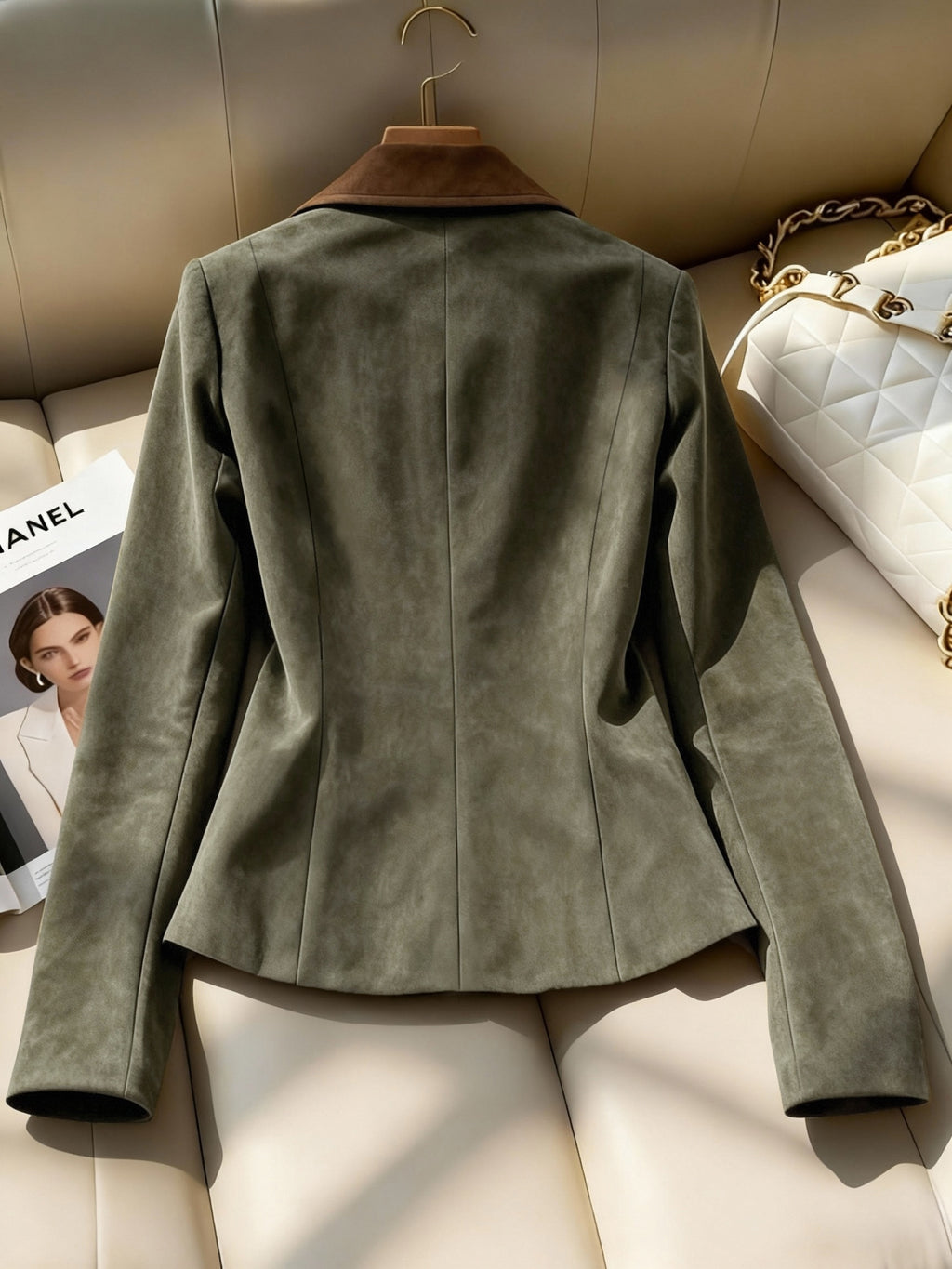 Women's Vintage Blazer, Stylish and Versatile, Machine Washable, for Casual Attire - Green