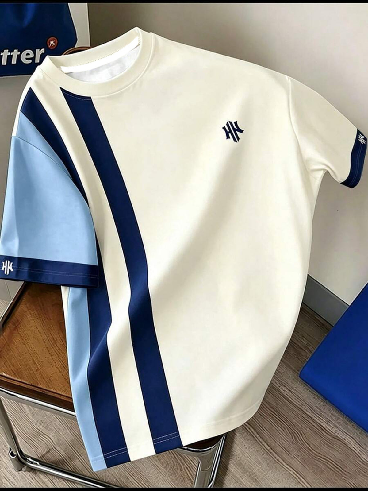 [Printed Design, Not Textured/2D Printing] Men'S Casual Color-Block Patchwork Short Sleeve T-Shirt, Men'S Round Neck T-Shirt, Unisex All-Match Casual Trendy Sports Short Sleeve Round Neck T-Shirt - Mixed colors