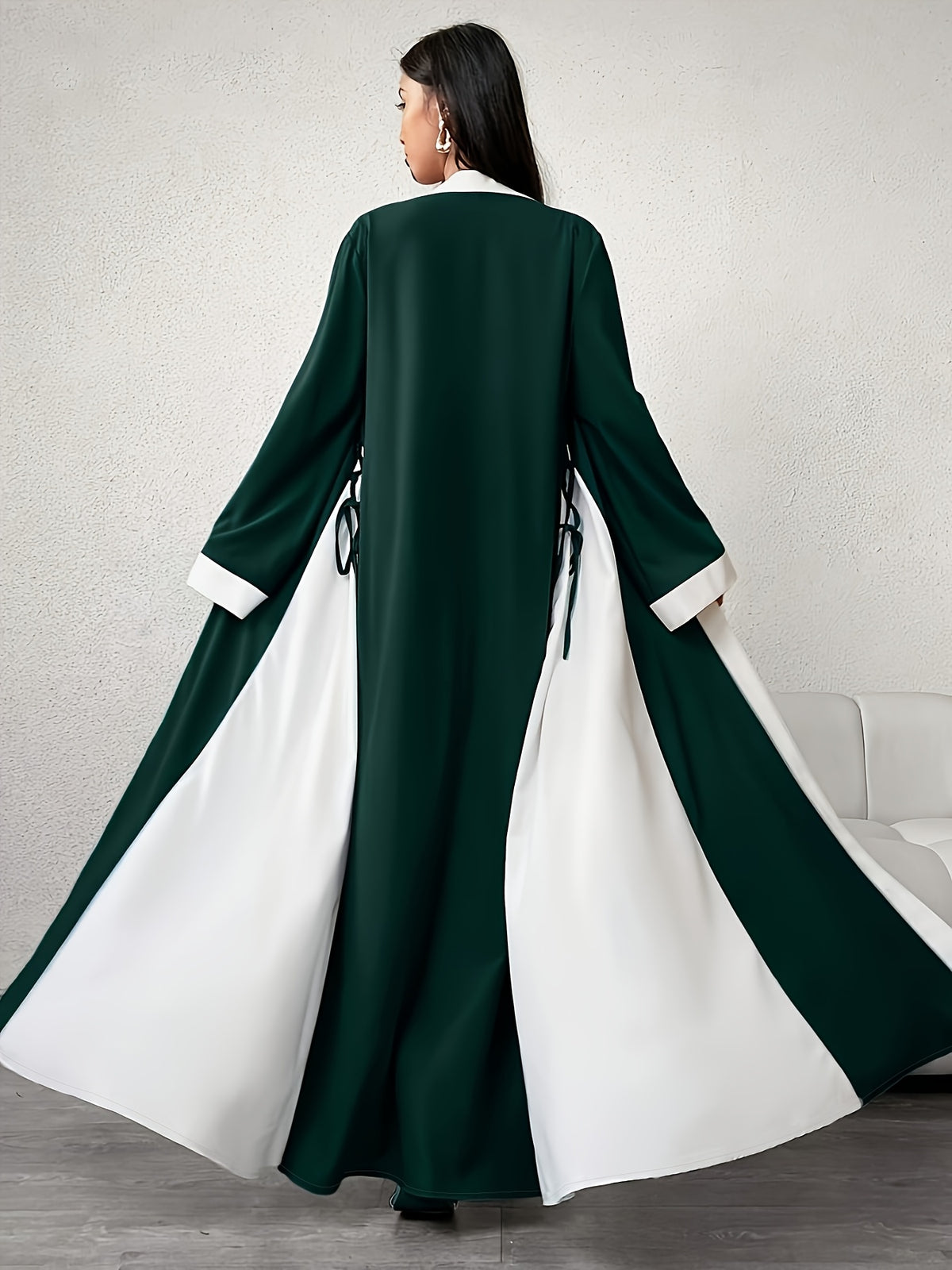 Middle Eastern Muslim Lady's Elegant and Casual Cardigan Robe Loose Abayas Robe as a Fashionable and Casual Commuting Coat Ladies' Robes for Ramadan Eid Al-Fitr Eid Al-Gahur Festival - Green
