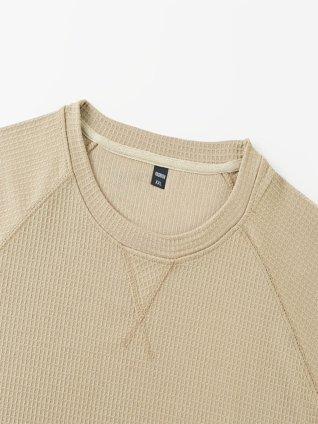 Men'S 2-pc Premium Textured T-Shirts, Casual Short Sleeve Waffle Knit And Jacquard Crew Neck Tees, Lightweight Solid Athletic Summer Tops, Breathable Workout Everyday Fashion Shirts for Men - Khaki+White