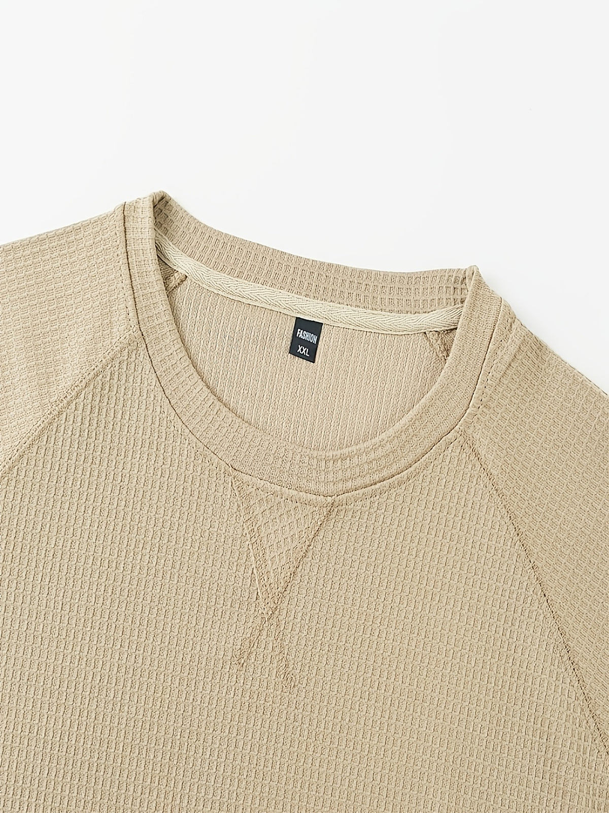 Men'S 2-pc Premium Textured T-Shirts, Casual Short Sleeve Waffle Knit And Jacquard Crew Neck Tees, Lightweight Solid Athletic Summer Tops, Breathable Workout Everyday Fashion Shirts for Men - Khaki+White