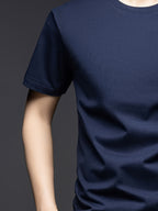 Summer Men'S Short Sleeve T-Shirt, Minimalist Style, Soft And Skin-Friendly Feel, Good Drape And Non-Sheer, Comfortable And Textured, Suitable for Daily Casual/Commuting And Travel - Purplish Blue
