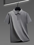 Summer Men'S Short Sleeve T-Shirt Breathable Cool Lapel Casual Polo Shirt - Grey