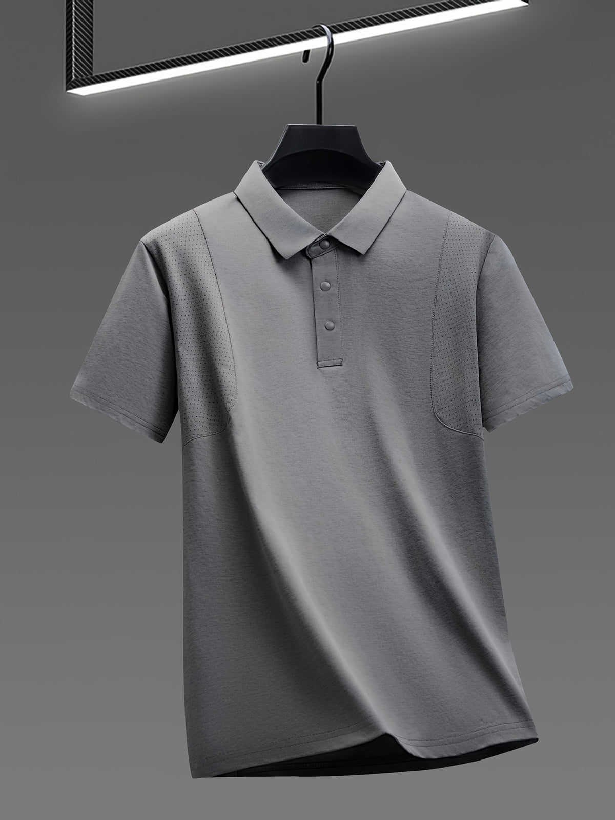Summer Men'S Short Sleeve T-Shirt Breathable Cool Lapel Casual Polo Shirt - Grey