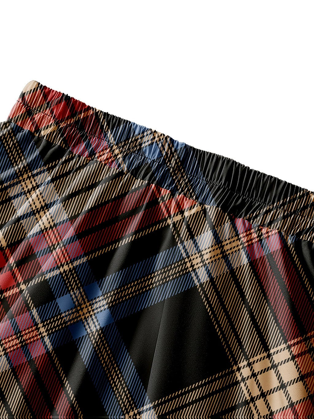 Classic Plaid Print Elastic Waist Skirt, A-line Flared Skirt for Women - Maroon