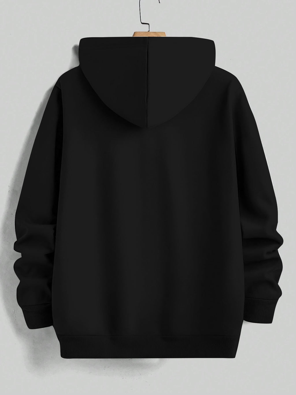 American High Street Handwritten Signature Hooded Sweatshirt for Men, Trendy Casual Pullover Top, Versatile Daily Wear, Slimming Long Sleeve Commuter Hoodie - Black