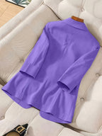 2026 New Solid Color Three-Quarter Sleeve Button Pocket Decoration Three-Dimensional Cut Slim Fit Commuter Casual Versatile Workplace - Violet