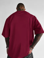Men'S Short Sleeve T-Shirt, 100% Fabric, Loose Fit, Fashion Casual Round Neck Top, Spring Summer Outdoor Apparel for Men, Tops for 11 Holidays - Burgundy