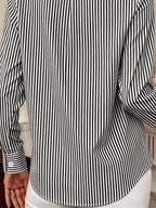 Women's Four-Season Striped Commuter Elegant Shirt - Black