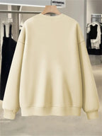 Plus Size, Extended Apparel: Women's Spring/Autumn/Winter Cross-Border European & American Plus-Size Simple Graphic Print Sweatshirt, Casual Crew Neck Sweatshirt, Women's Plus-Size Sweatshirt - Apricot