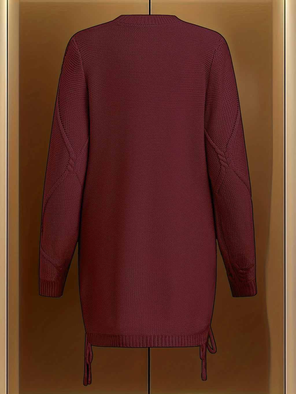 Vika Xiang Style Trendy Cable Sweater for Creating a Focus Look in Autumn and Winter Fashion - Burgundy