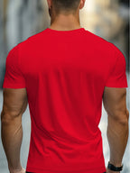 [Printed Design - Non-Textured] Men's Fashionable Simple V-Neck Short-Sleeve T-Shirt, Daily Casual Slim-Fit Solid Color Top, Versatile Basic Business Commuter Men's Apparel - Printed V-Neck T-Shirt - Mixed colors