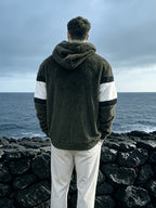 Dark Color Patchwork Hoodie - Olive Green
