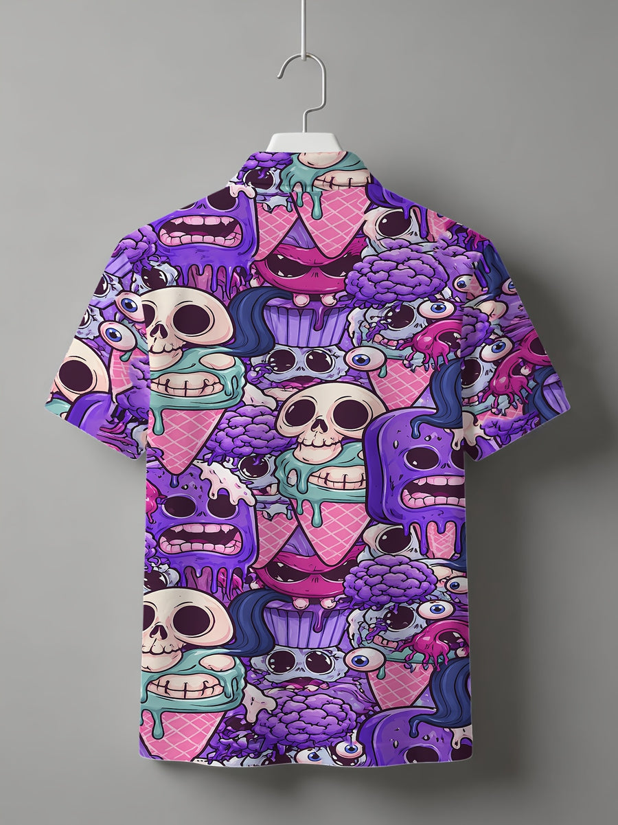 Men'S Polo Shirt Short Sleeve Mesh Fabric Digital Print Design - Mixed colors
