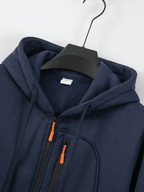 Men'S Hoodie Multi-Zipper Pocket Design Anchor Pattern Casual Style Outdoor Wear Autumn Winter 3pcs - Dark Gray + Khaki + Navy Blue