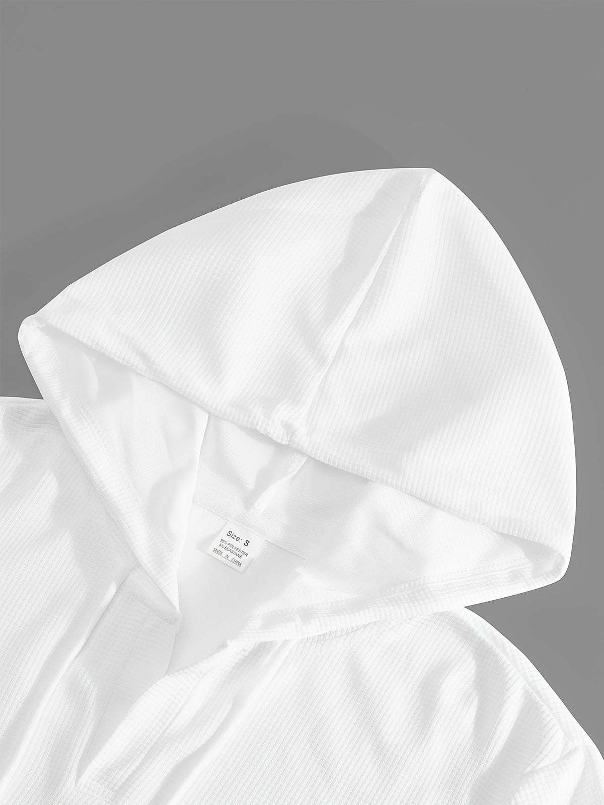 Men'S Waffle Knit Hooded Short Sleeve T-Shirt, Plaid Cuffs Henley Hooded Top, Summer Street Style Casual Wear, Gift for Festive Occasions - White