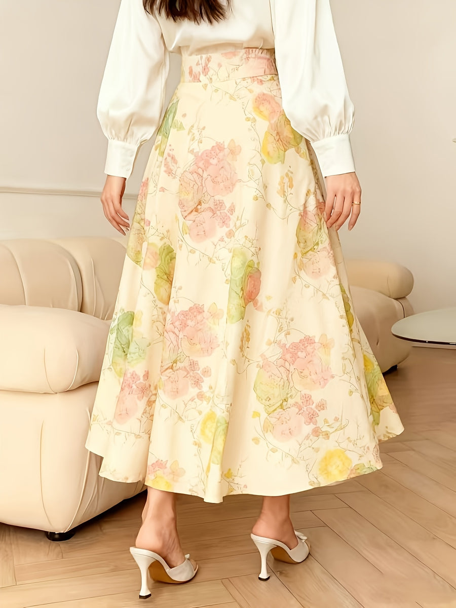Women's A-Line Skirt with Fashionable Print LL256 - Pink