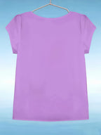 Elegant Fashion Solid Color Round Neck Top for Women - Violet