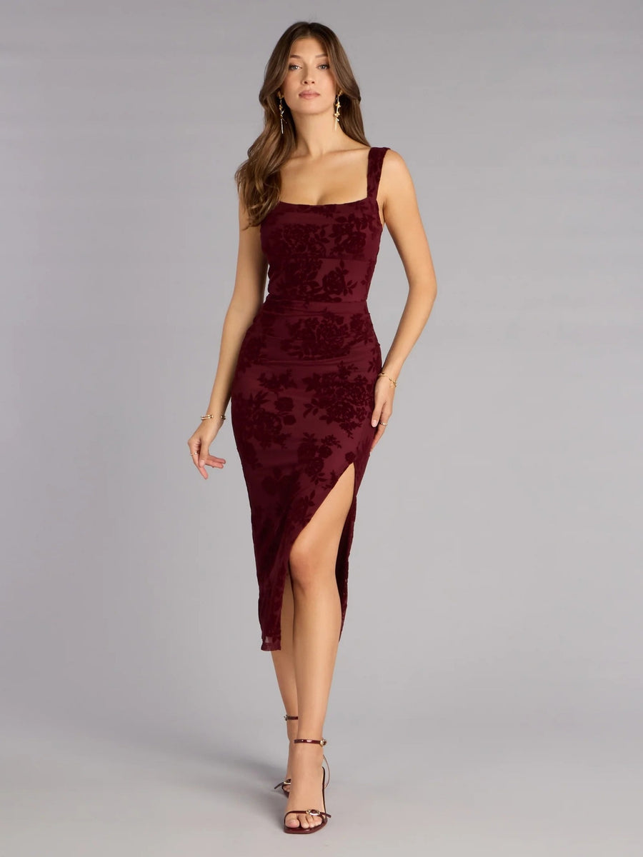Western Style Women'S Fashion Elegant Slim Fit Thigh-High Slit Butt-Hugging Sexy Dress Elegant Bridesmaid Gown Evening Dress Wedding Dress Party Dress Women'S Summer Premium Feel 2026 - Burgundy