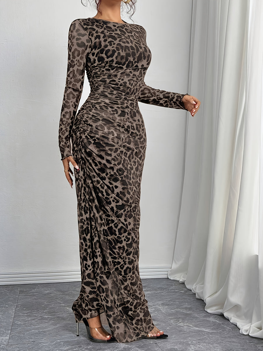 Women's Fashion Mesh Digital Print Dress - Multicolor