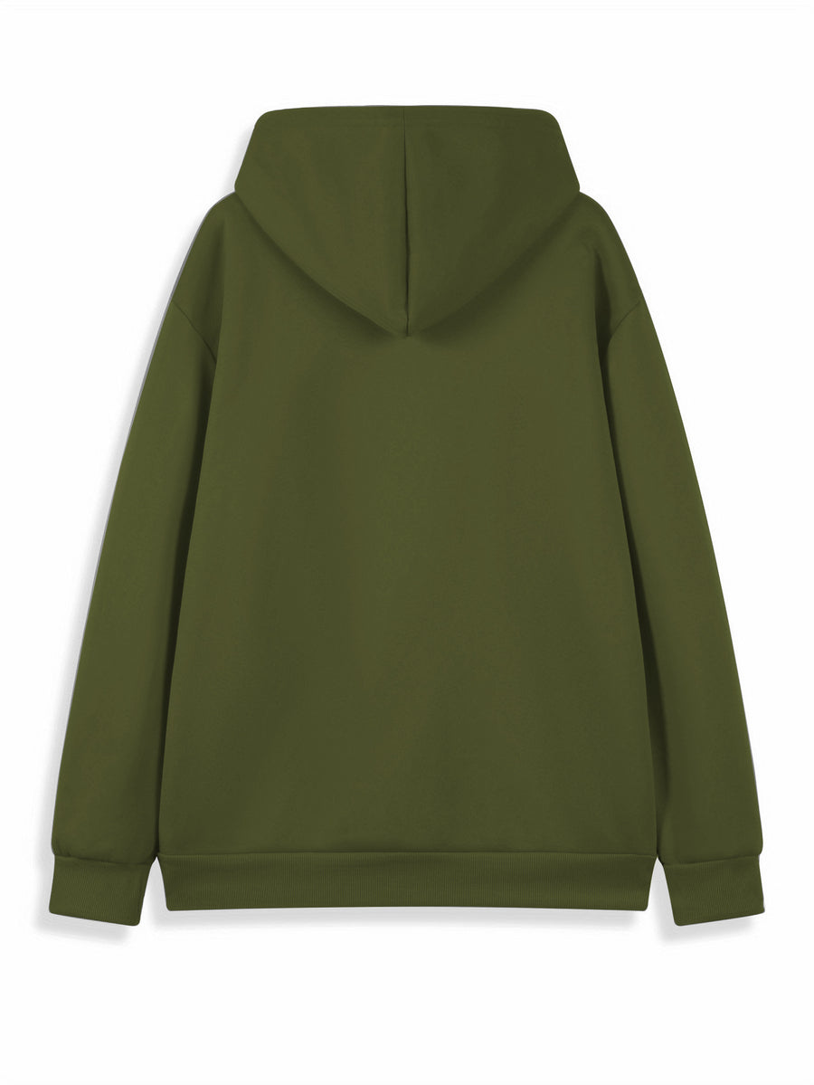 Men's Fashionable Trendy Hooded Casual Sweatshirt, -Lined for Autumn/Winter, American Style for Christmas and Halloween Outings - Army Green