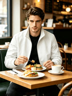 New Autumn High-End Stand Collar Top American Trend Casual Jacket Men'S Wear - White