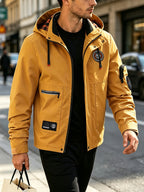 Men's Spring-Autumn New Style Fashion Zipper Jacket - Fashionable and Versatile Outdoor Daily Casual Commuting Jacket - Multi-pocket Hooded Jacket - Can Also Be Given as a Gift to Others - Golden