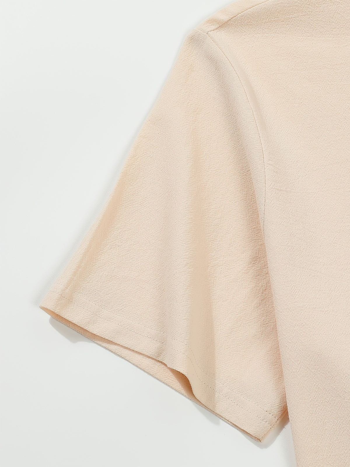 Men'S Mandarin Collar Short Sleeve T-Shirt, Stand-Up Collar Half-Open Placket Button-Up Top, Casual Loose All-Match Base Layer, Daily Streetwear - Khaki