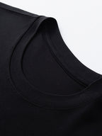 Men's Summer Pure Cotton Short-Sleeve T-Shirt, Solid Color Crew Neck, Simple Casual Versatile Breathable Sweat-Wicking Basic Style Half-Sleeve Top - Black