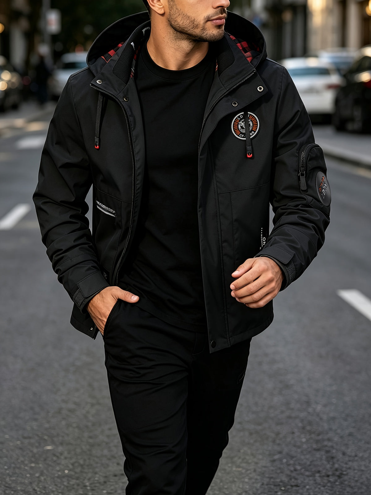 Men's Spring-Autumn New Style Fashion Zipper Jacket - Fashionable and Versatile Outdoor Daily Casual Commuting Jacket - Multi-pocket Hooded Jacket - Can Also Be Given as a Gift to Others - Black