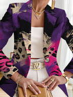 This Stylish And Elegant Women'S Blazer Is Designed Specifically for Spring And Autumn Seasons. As a Versatile Lapel Jacket, It Is Suitable for a Wide Range of Occasions, Offering a Look That Is Both Creative And Highly Fashionable - Purple base with pink