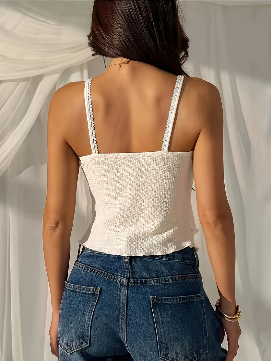 Women'S V-Neck Ruched Ruffled Cami Tank Top, Summer Tummy Control Hot Short Inner Wear Outer Wear Tube Top - Apricot