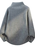 Halloween, Christmas, Thanksgiving, Pre-heat Single-pc Youth Men's Acrylic Knit Cardigan with Irregular Diagonal Zipper, Available in Red, Gray, and Black, Vintage Solid Color Stand-Up Collar Loose Fit Thickened Sweater Coat, Two Collar Style - Grey