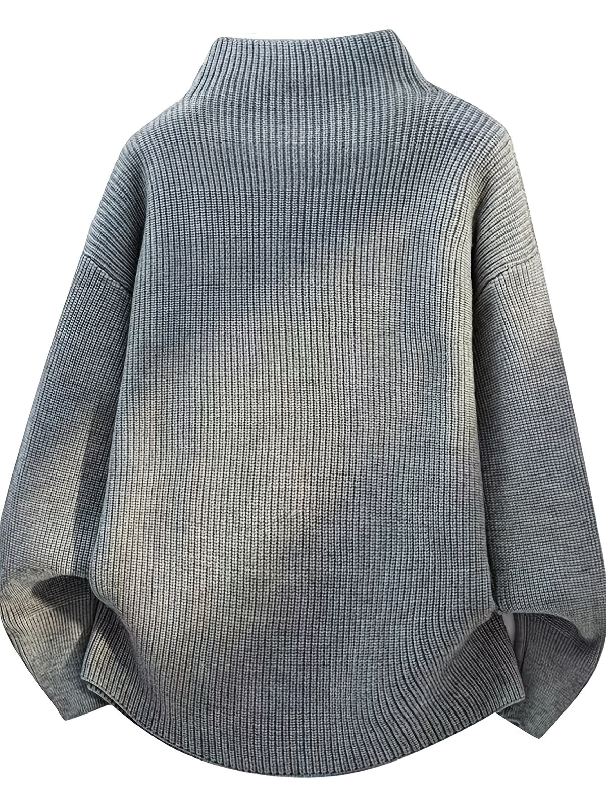 Halloween, Christmas, Thanksgiving, Pre-heat Single-pc Youth Men's Acrylic Knit Cardigan with Irregular Diagonal Zipper, Available in Red, Gray, and Black, Vintage Solid Color Stand-Up Collar Loose Fit Thickened Sweater Coat, Two Collar Style - Grey