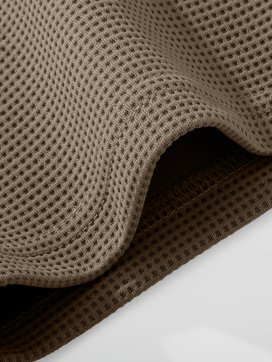JEEP Men's Summer Waffle Knit 2-in-1 Look Short Sleeve T-Shirt - Coffee Brown