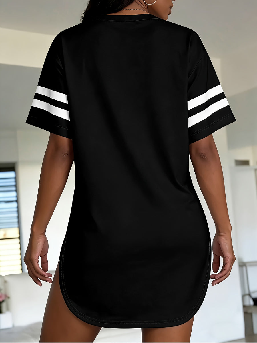 Summer New European And American Style Women'S Floral Print Loose Fit Casual Short Sleeve T-Shirt Top - Black