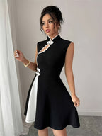 Elegant, Exquisite And Fashionable New Chinese Style Improved Cheongsam Sleeveless Bridesmaid Dress - Black