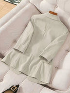 2026 New Premium Solid Color Single-Button Suit Jacket, Elegant 3/4 Sleeve, Comfortable And Breathable Casual Outerwear, Elegant Style Suitable for Daily Spring Summer Autumn, All-Match Temperament Suit - Granny Gray
