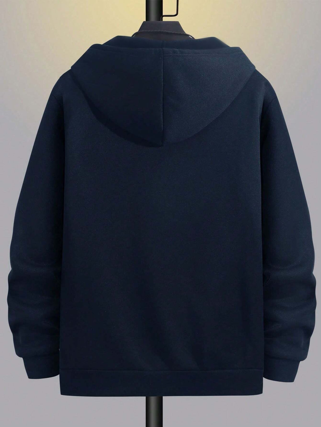 95% Polyester 5% Spandex, Men's Casual Pocket Zipper Drawstring Hooded Sweatshirt, Chest Placement Patch Embroidery, 240g Global All-Season Base Layer, Factory-Made for Men's Comfort, High Quality, High Fit Rate, Casual Sportswear - Navy Color