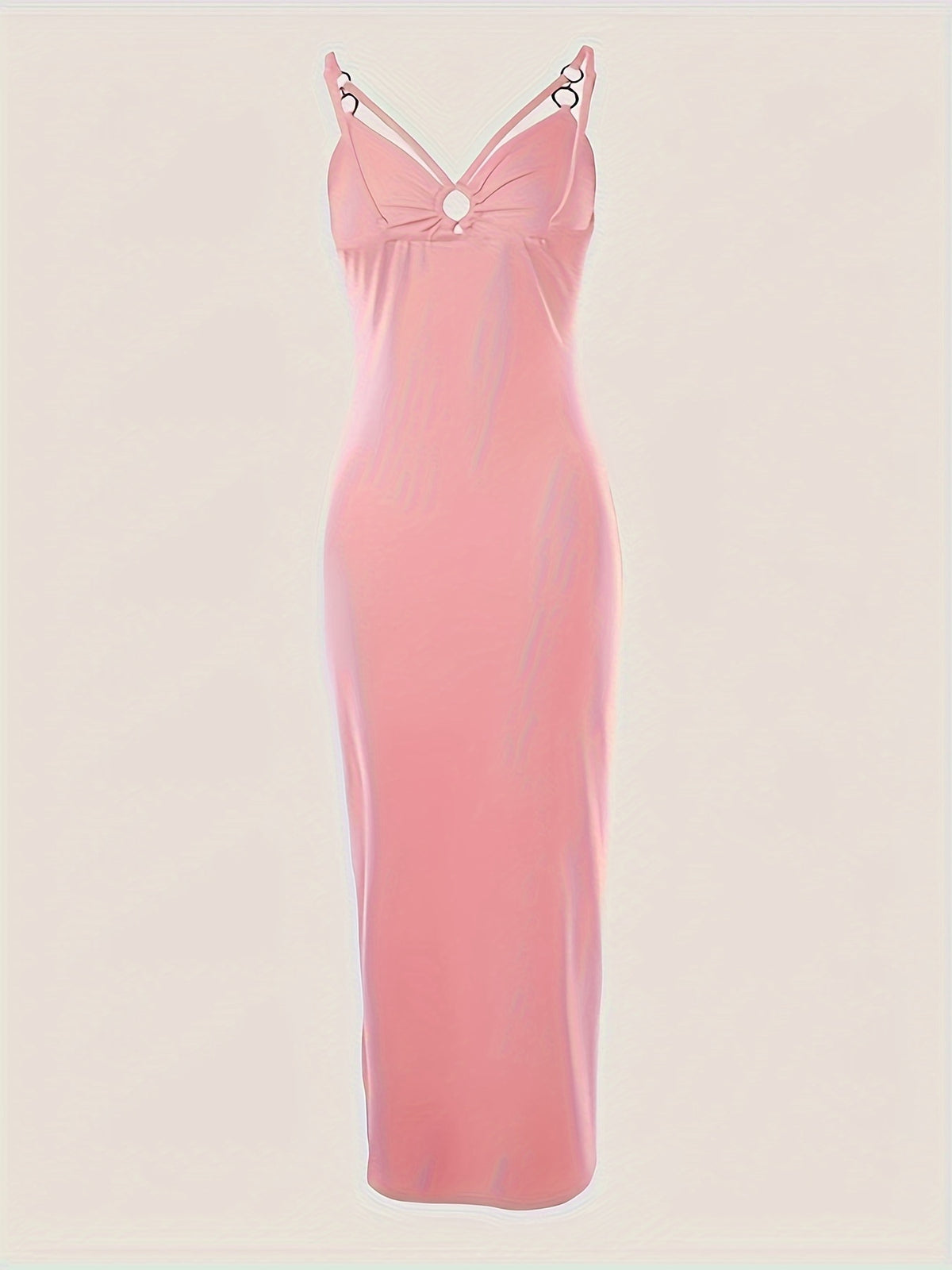 Forest Left Jia Women'S Fashion Sleeveless Sexy Slit -Fitting Dress - Pink