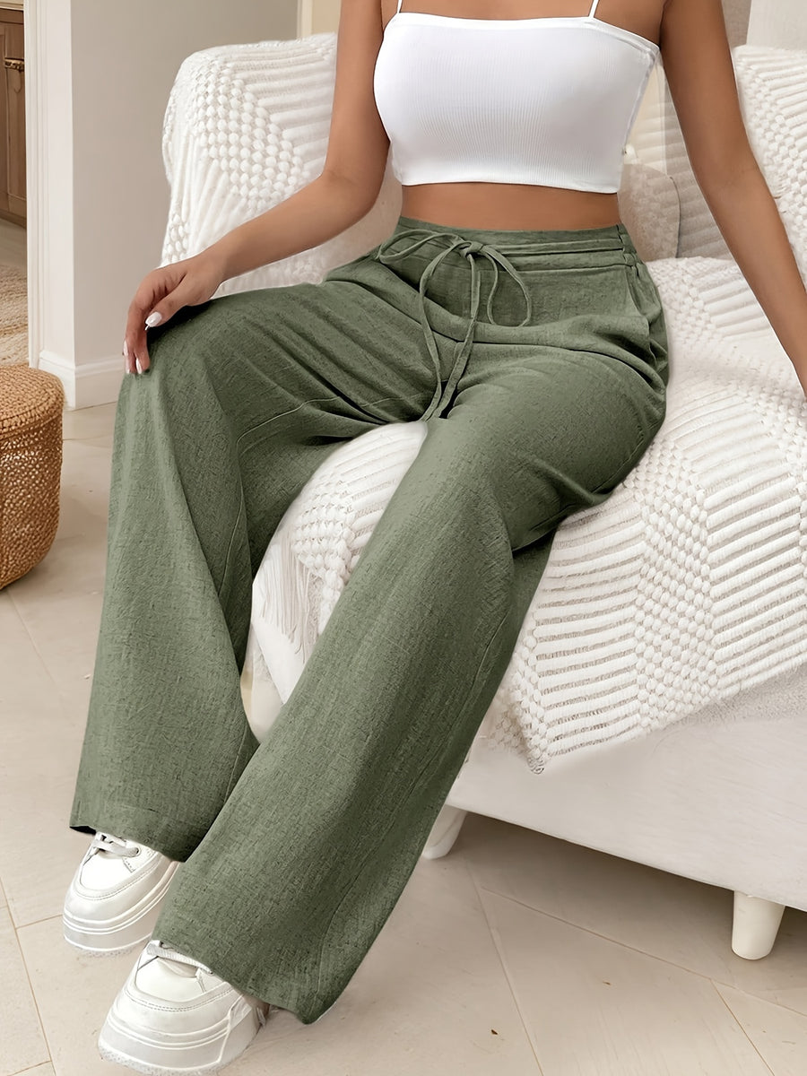 Drawstring Women'S Long Pants - Matcha Color