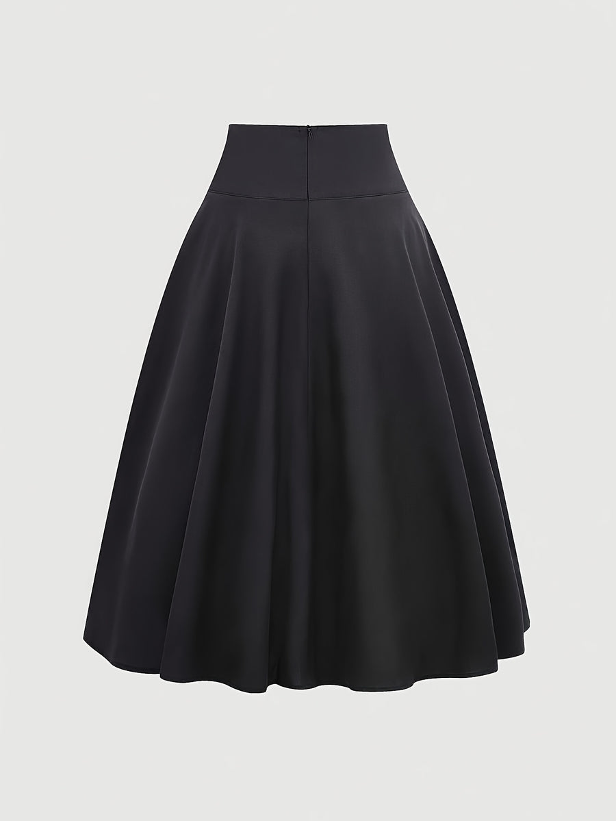 Women'S Bohemian Style Print Casual Easy Tie Bow Skirt - Black