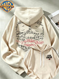 Joker HAHA Text Surround Graffiti Print Trendy Cool Casual All-Match Sports Drawstring Pocket Hooded Men'S Sweatshirt, Men'S Autumn Winter Cute Casual Style - Apricot