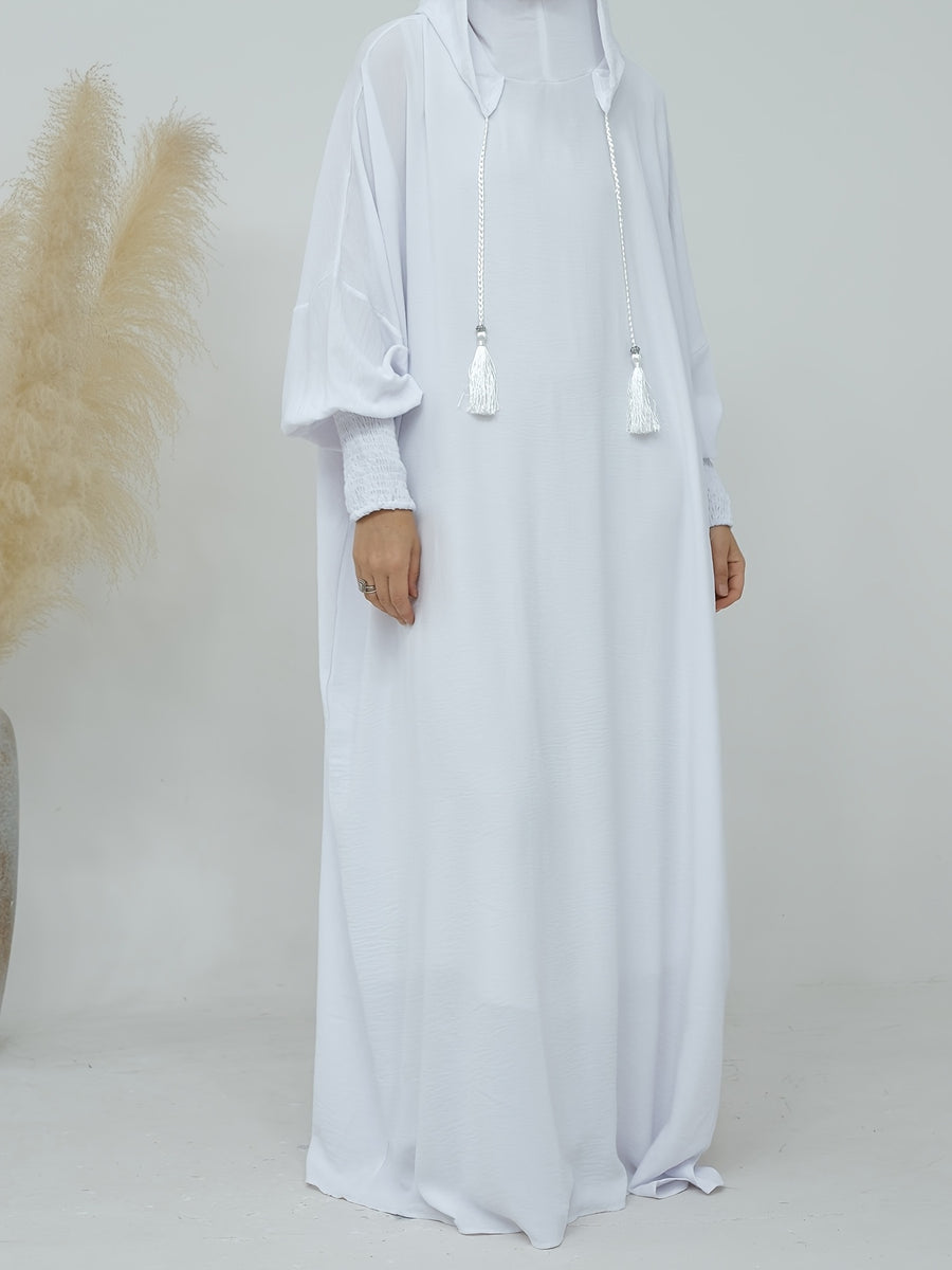Plus Size - Plus Size - 1pc Prayer Jilbab Outfit for Muslim Women, Stylish And Elegant, Features a Solid Color, Ideal for Everyday Wear, Festivals, Gatherings, And Outdoor Events. Women'S Islamic - White